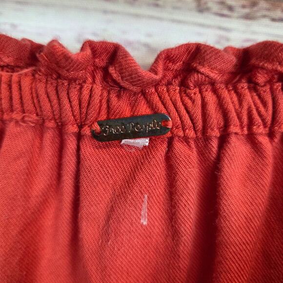 Free People Red Fleur Du Jour Mini Dress S Bold Floral Embroidered Boho Festival - Picture 5 of 14